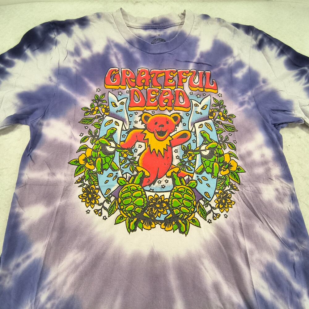 Grateful Dead Band Crew Neck Short Sleeve Graphic Shirt Mens Size Medium M Blue